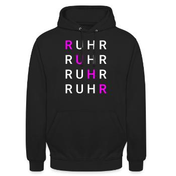 RUHR - Unisex Hoodie - Schwarz - Vorne - Alina (178cm) & Michal (187cm)