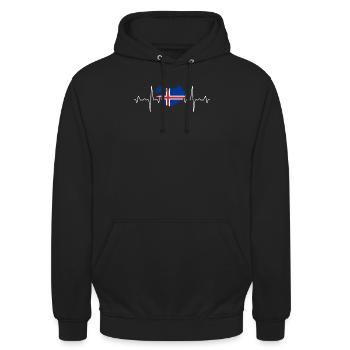 Islande - Sweat-shirt à capuche unisexe - noir - Devant - Alina (178cm) & Michal (187cm)
