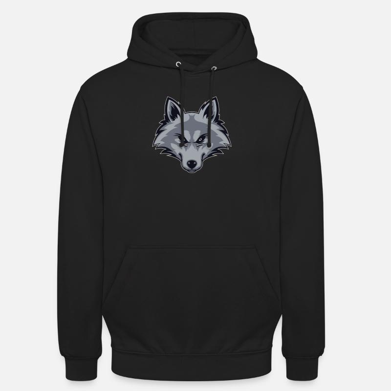 Wolf - Sweat-shirt à capuche unisexe - noir