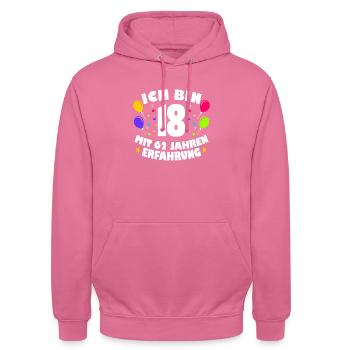 80. Geburtstag - Unisex Hoodie - Pink - Vorne - Alina (178cm) & Michal (187cm)