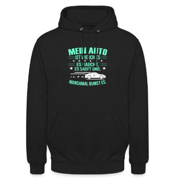 Auto - Unisex Hoodie - Schwarz - Vorne - Alina (178cm) & Michal (187cm)