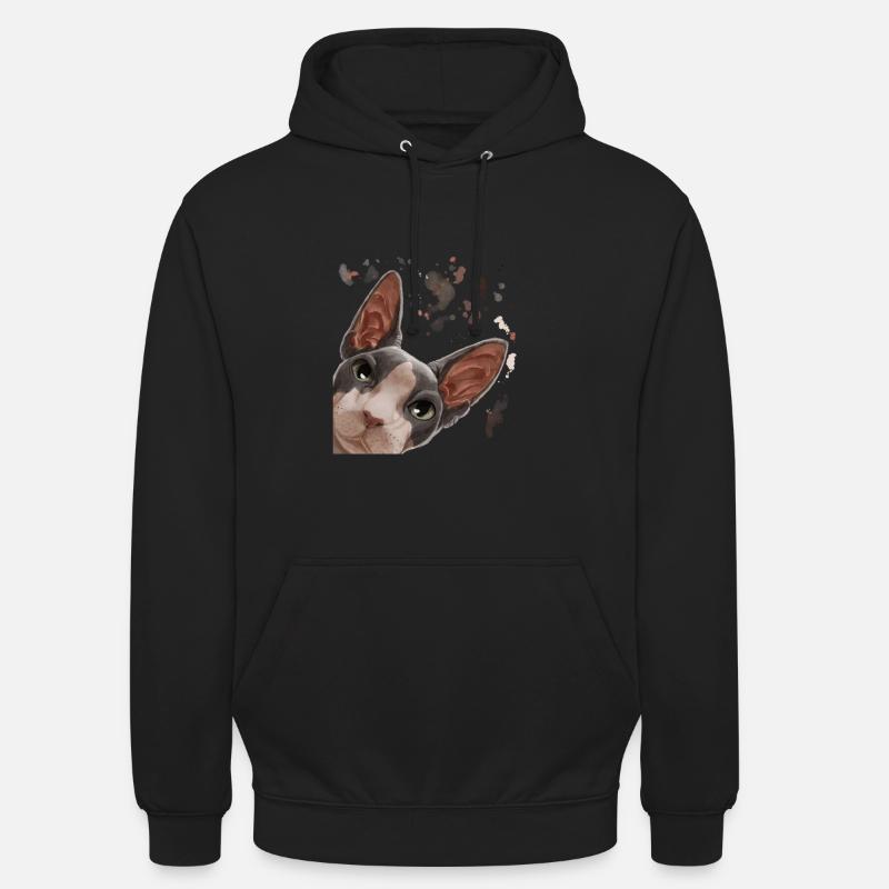 Curieux Sphynx chat - Sweat-shirt à capuche unisexe - noir