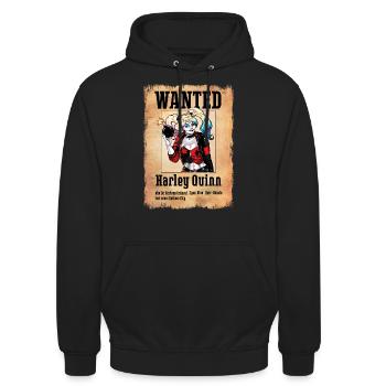 Harley Quinn Wanted - Unisex Hoodie - Schwarz - Vorne - Alina (178cm) & Michal (187cm)