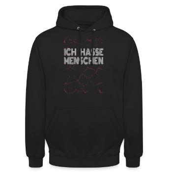 Ich hasse Menschen - Unisex Hoodie - Schwarz - Vorne - Alina (178cm) & Michal (187cm)