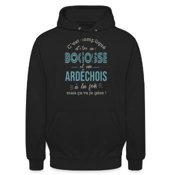 Ardéchois cadeau ardéche ardeche ardechois - Sweat-shirt à capuche unisexe - noir - Devant - Alina (178cm) & Michal (187cm)