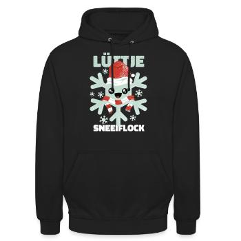 Lüttje Sneeiflock kleine Sneeflocke - Unisex Hoodie - Schwarz - Vorne - Alina (178cm) & Michal (187cm)