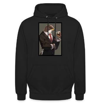 Adler im Anzug - Unisex Hoodie - Schwarz - Vorne - Alina (178cm) & Michal (187cm)