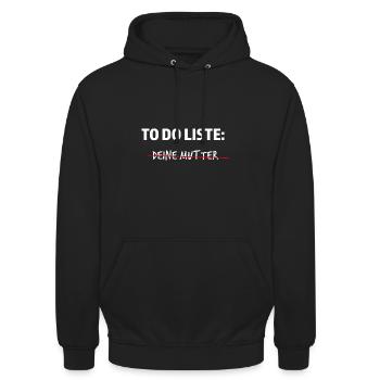 To do Liste Deine Mutter - Unisex Hoodie - Schwarz - Vorne - Alina (178cm) & Michal (187cm)