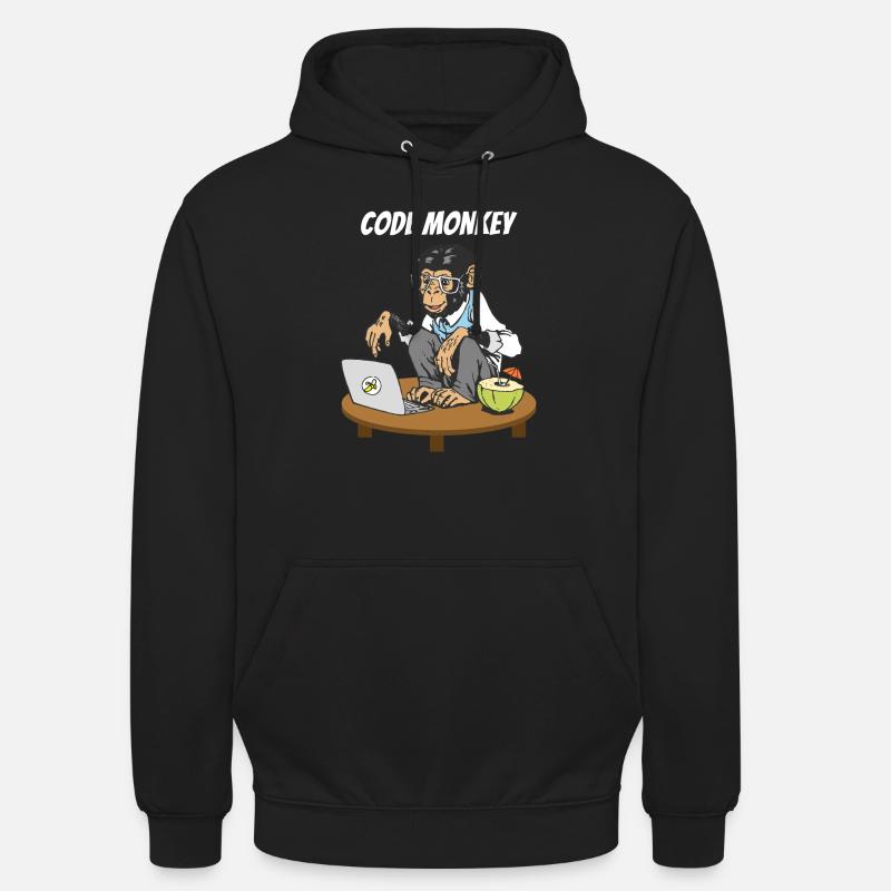 Monkey Code Progammier Singe Coding Monkeys Sweat-shirt à capuche unisexe