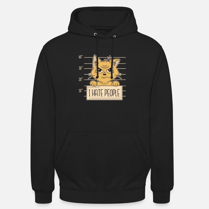 Cat I Hate People I hate people - Unisex Hoodie - black