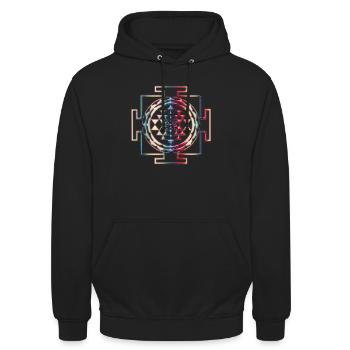 Sri Yantra - verre - Sweat-shirt à capuche unisexe - noir - Devant - Alina (178cm) & Michal (187cm)