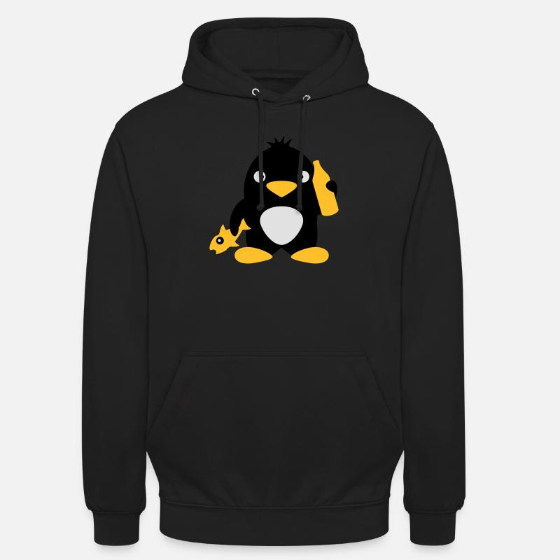 Fish And Beer Penguin - Unisex Hoodie - black