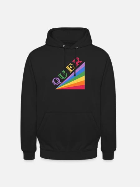 QUER Regenbogen - Unisex Hoodie - Schwarz