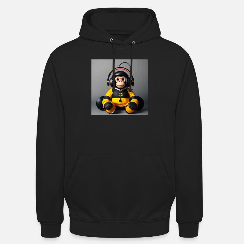 DJ Monkey - Sweat-shirt à capuche unisexe - noir