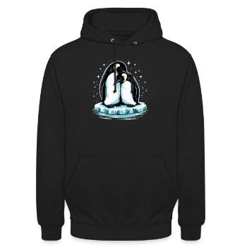 Verliebte Pinguine - Unisex Hoodie - Schwarz - Vorne - Alina (178cm) & Michal (187cm)