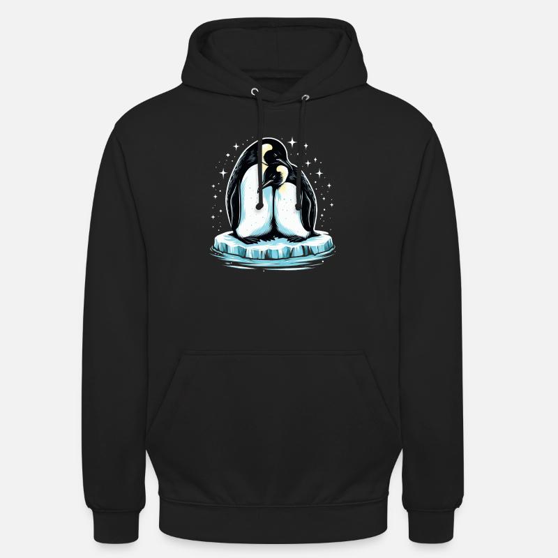 Pingouins amoureux - Sweat-shirt à capuche unisexe - noir
