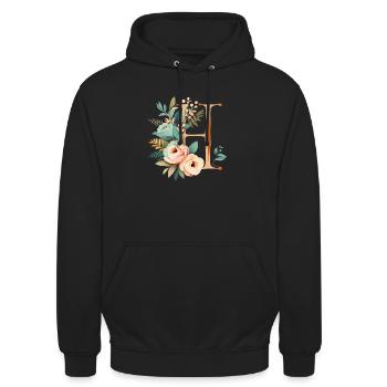 H typography floral - Unisex Hoodie - black - Front - Alina (178cm) & Michal (187cm)