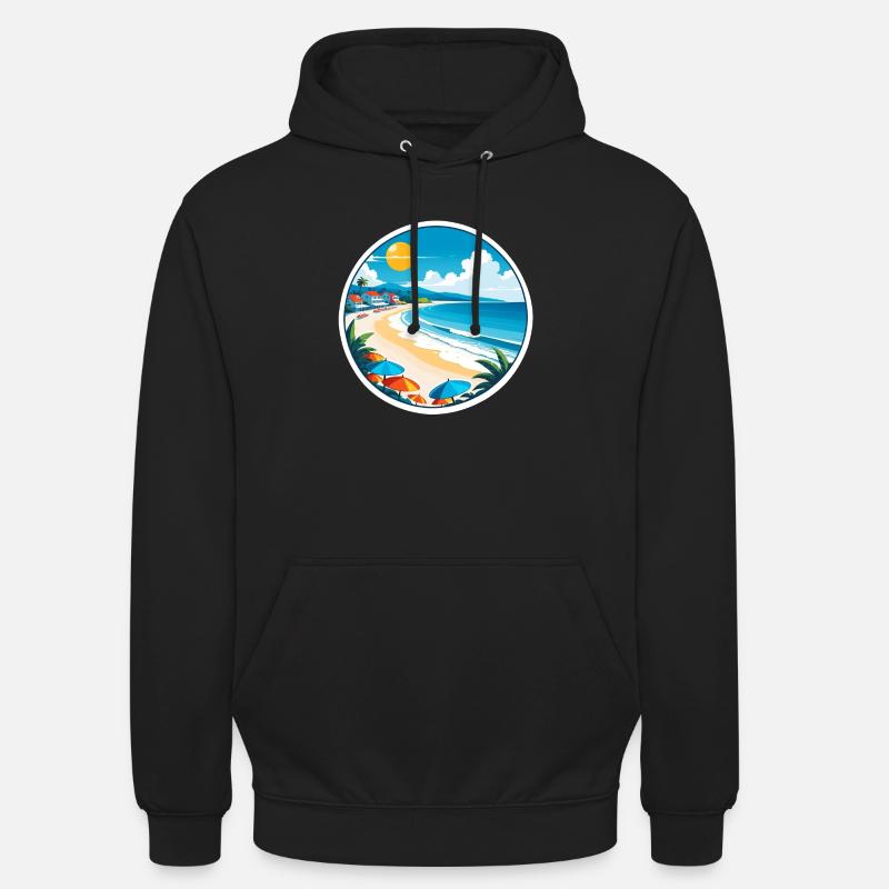 plage vacances soleil mer - Sweat-shirt à capuche unisexe - noir