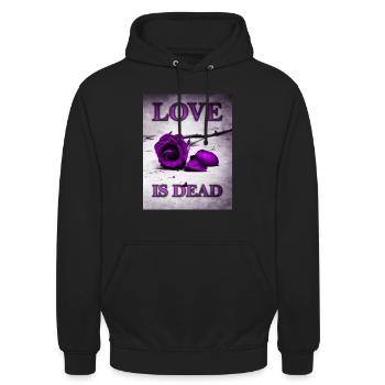 Love is Dead Rose Lila - Emo Goth Anti Valentinstag - Unisex Hoodie - Schwarz - Vorne - Alina (178cm) & Michal (187cm)