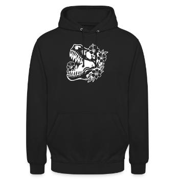 Conception de silhouette de dinosaure floral - Sweat-shirt à capuche unisexe - noir - Devant - Alina (178cm) & Michal (187cm)