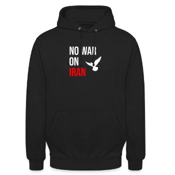 Pas de guerre contre l’Iran - Sweat-shirt à capuche unisexe - noir - Devant - Alina (178cm) & Michal (187cm)