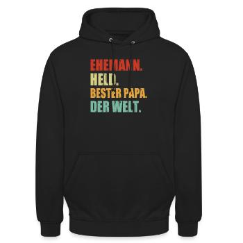 Husband Dad Grill Master Hero Father's Day BBQ  - Unisex Hoodie - black - Front - Alina (178cm) & Michal (187cm)