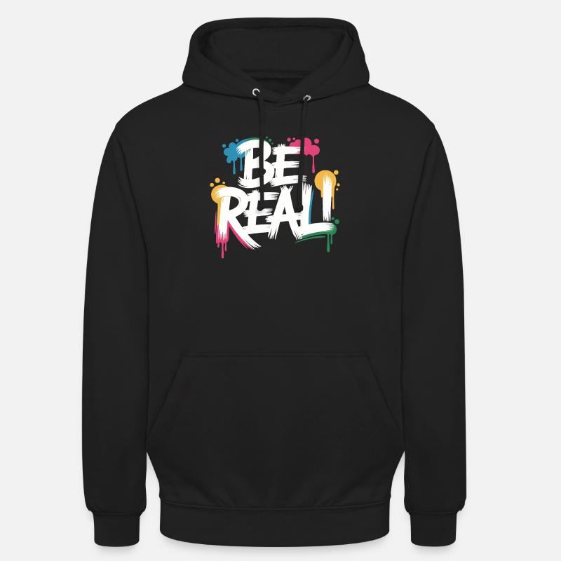 Imprimé graffiti Be Real - Sweat-shirt à capuche unisexe - noir