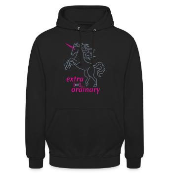 Einhorn extraordinary Flock - Unisex Hoodie - Schwarz - Vorne - Alina (178cm) & Michal (187cm)