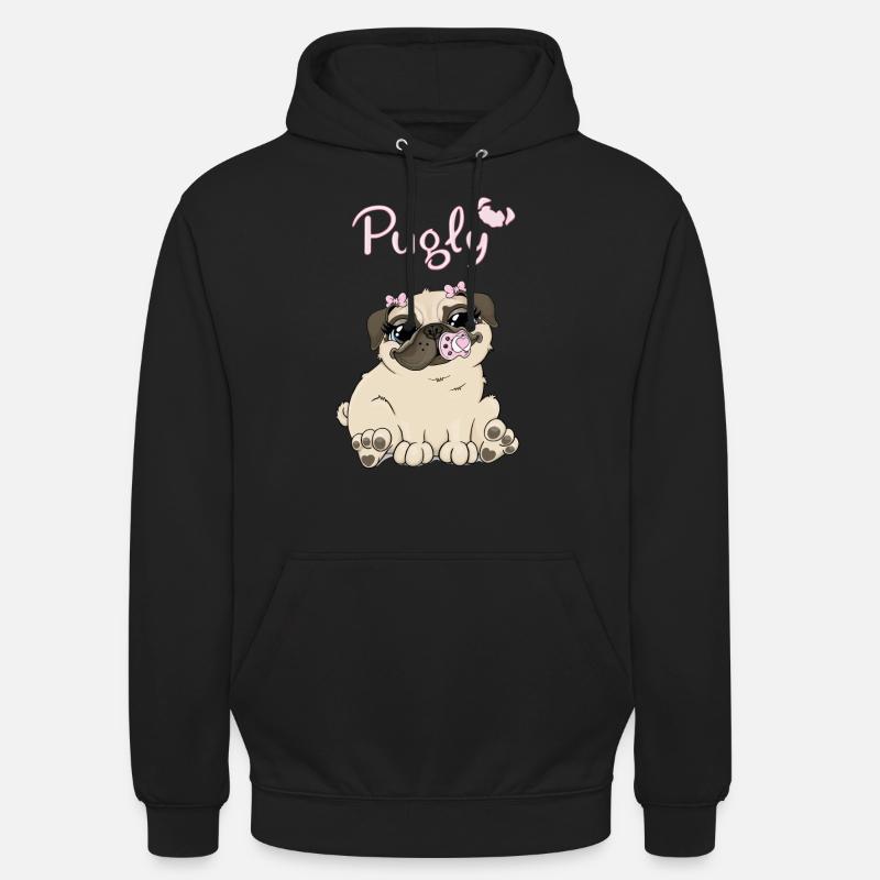Bella le Pug - Sweat-shirt à capuche unisexe - noir