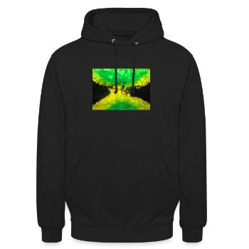 Jamaika Flaggen Pouring - Unisex Hoodie - Schwarz - Vorne - Alina (178cm) & Michal (187cm)