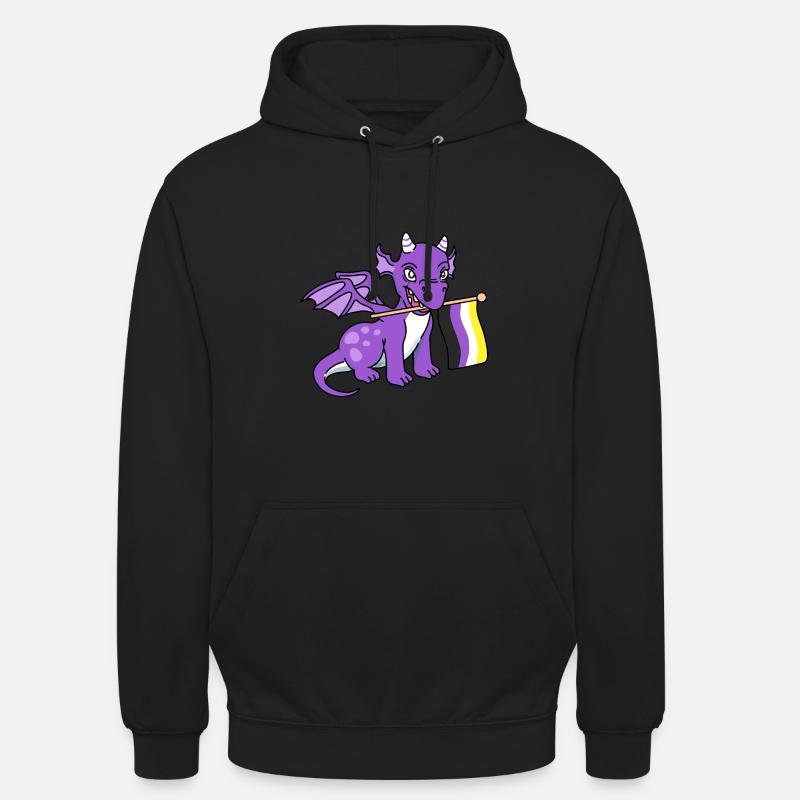 Nonbinary Pride Dragon Nonbinary Pride - Unisex Hoodie - black