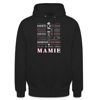 Cadeau Mamie T-shirt Sweat - Sweat-shirt à capuche unisexe - noir - Devant - Alina (178cm) & Michal (187cm)