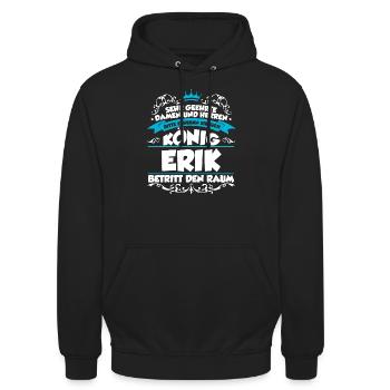 Erik Name Design - Unisex Hoodie - Schwarz - Vorne - Alina (178cm) & Michal (187cm)