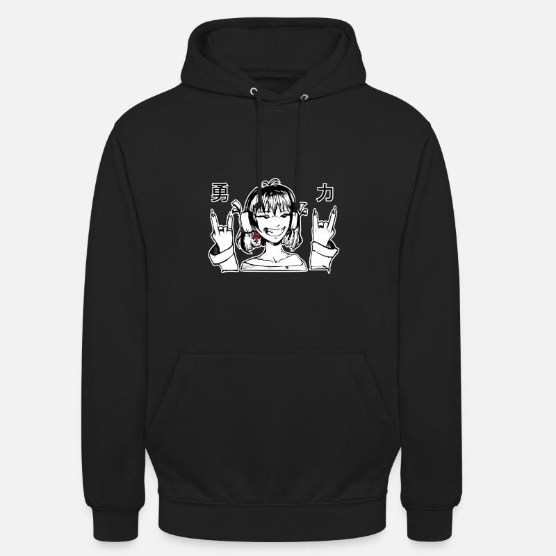 Taffes Mädchen mit Kopfhörern - Unisex Hoodie - Schwarz