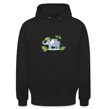Baby Elephant Waving - Unisex Hoodie - black - Front - Alina (178cm) & Michal (187cm)