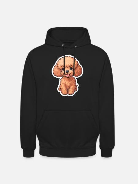 Cute Baby Poodle Dog Sticker - Unisex Hoodie - black