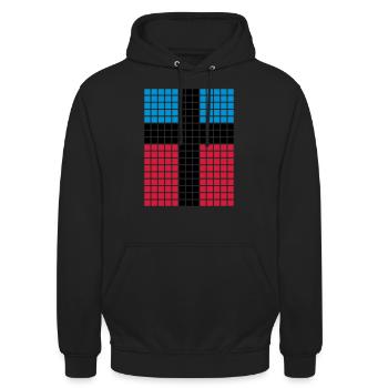 Kreuz Raster Muster - Unisex Hoodie - Schwarz - Vorne - Alina (178cm) & Michal (187cm)