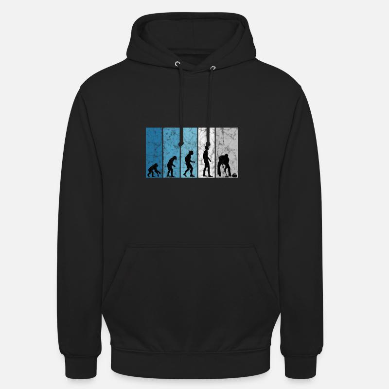 Eis Curling Curler Eisstockschießen Evolution - Unisex Hoodie - Schwarz