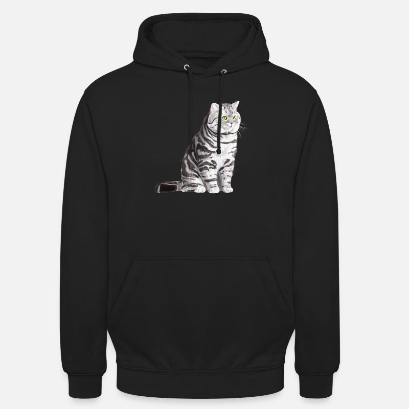 Sitzende Tabby Britisch Kurzhaar Katze - Unisex Hoodie - Schwarz
