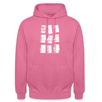 Collage de caméra rétro - Sweat-shirt à capuche unisexe - rose - Devant - Alina (178cm) & Michal (187cm)
