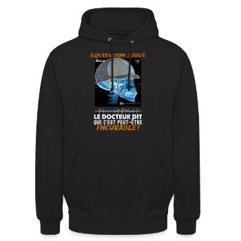 Equitation, cadeau humour cheval - Sweat-shirt à capuche unisexe - noir - Devant - Alina (178cm) & Michal (187cm)