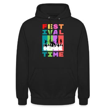 Festival Time For Summertime Camping Music Lovers - Unisex Hoodie - black - Front - Alina (178cm) & Michal (187cm)
