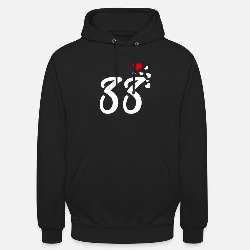 33 Hearts 33e anniversaire - Sweat-shirt à capuche unisexe - noir