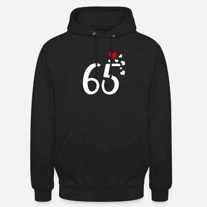 65e anniversaire cœurs 65 - Sweat-shirt à capuche unisexe - noir
