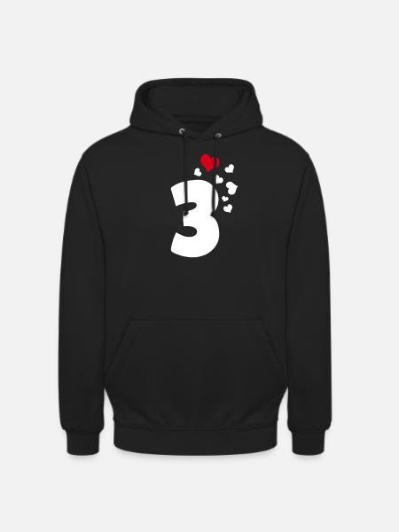 3 hearts 3rd birthday - Unisex Hoodie - black