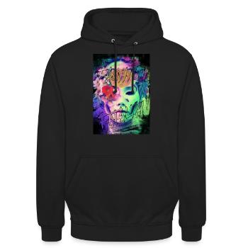 MODE-TODESFALL 1 - Unisex Hoodie - Schwarz - Vorne - Alina (178cm) & Michal (187cm)