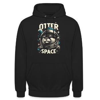 Otter Space Weltraum Astronomie Pun - Unisex Hoodie - Schwarz - Vorne - Alina (178cm) & Michal (187cm)