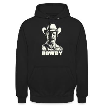 Cowboy Western Reiten Howdy - Unisex Hoodie - Schwarz - Vorne - Alina (178cm) & Michal (187cm)