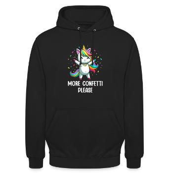 Einhorn Konfetti Karneval Funny - Unisex Hoodie - Schwarz - Vorne - Alina (178cm) & Michal (187cm)
