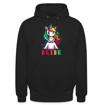 Einhorn Braut JGA Junggesellinnenabschied - Unisex Hoodie - Schwarz - Vorne - Alina (178cm) & Michal (187cm)